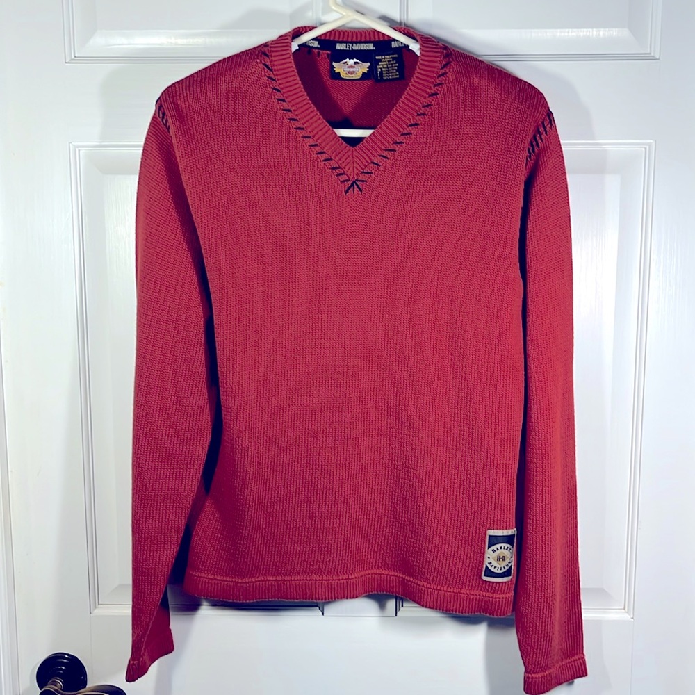 Harley-Davidson Motorcycle Women’s L Pullover  Sweater V-neck Midweight Cotton
